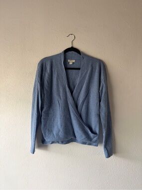 Sundance Light Blue Wrap V-Neck Cashmere Sweater